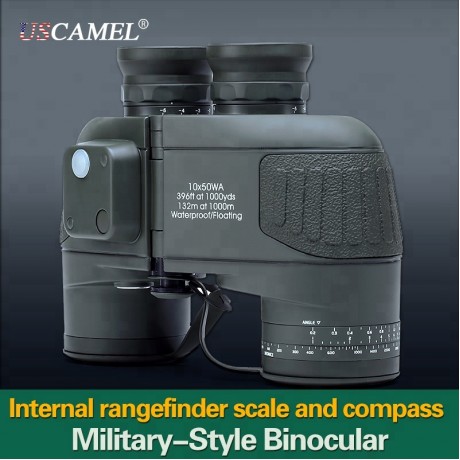 USCamel 10x50mm Army Compass with Rangefinder Military Binocular